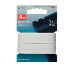 Baumwollband 15 mm weiß - 5 m-Karte - Prym