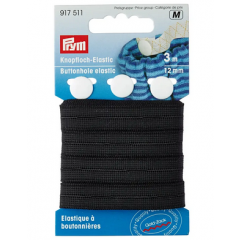 Knopfloch-Elastic 12 mm schwarz - 3 m-Karte - Prym