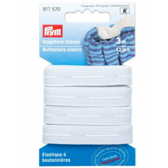 Knopfloch-Elastic 12 mm weiß - 3 m-Karte - Prym