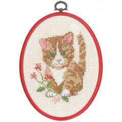 Permin Stickpackung - Rote Katze mit Stickring