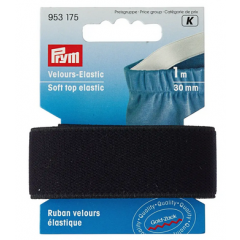 Velours-Elastic 30 mm schwarz - 1 m-Karte - Prym