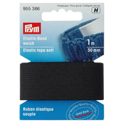 Elastic-Band weich 30 mm schwarz - 1 m-Karte - Prym