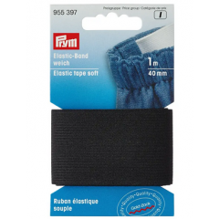 Elastic-Band weich 40 mm schwarz - 1 m-Karte - Prym