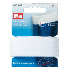 Y-Elastic-Bundband 25 mm weiß - 1 m-Karte - Prym