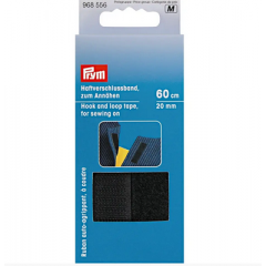 Haftverschlußband (Klettband) 20 mm schwarz - 60 cm -Karte - Prym