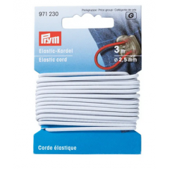 Elastic-Kordel 2,5 mm weiß - 3 m-Karte - Prym
