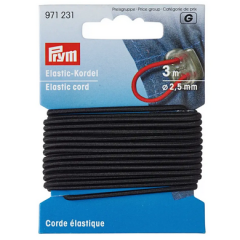 Elastic-Kordel 2,5 mm schwarz - 3 m-Karte - Prym