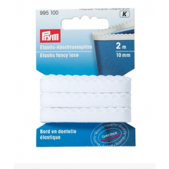 Elastic-Abschlussspitze 10 mm weiß - 2 m-Karte - Prym