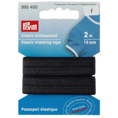 Elastic-Einfassband 15 mm schwarz - 2 m-Karte - Prym