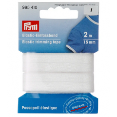 Elastic-Einfassband 15 mm weiß - 2 m-Karte - Prym