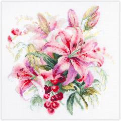 Magic Needle - Stickbild Pink Lilies