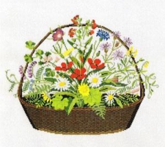 Fremme Stickpackung - Blumenkorb 37x45 cm