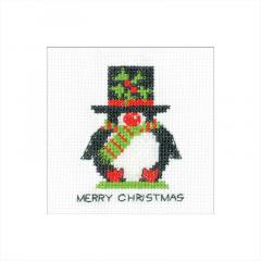 Heritage Crafts Stickpackung - Penguin Card - Top Hat mit Passepartoutkarte