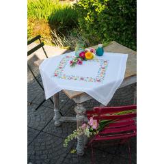 Vervaco Stickpackung - Tischdecke Blumen bedruckt