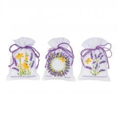 Vervaco Stickpackung - Geschenksäckchen Lavendel 3er-Set