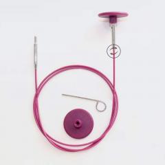 KnitPro Seil für Nadelspitzen 120 cm lila (drehbares Edelstahlkabel)